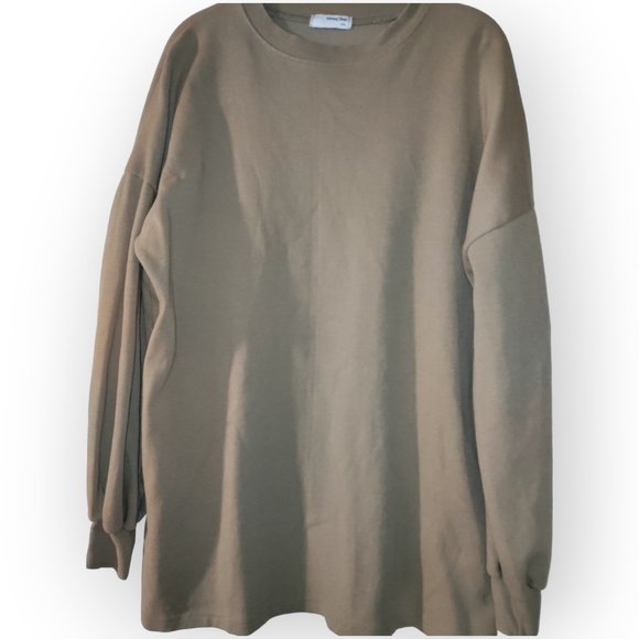 Beige Balloon Sleeve Sweatshirt Mini Dress - Picture 2 of 7